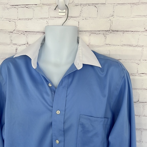 Donald J. Trump  non iron men’s button down blue shirt size 34/35 - Picture 3 of 11